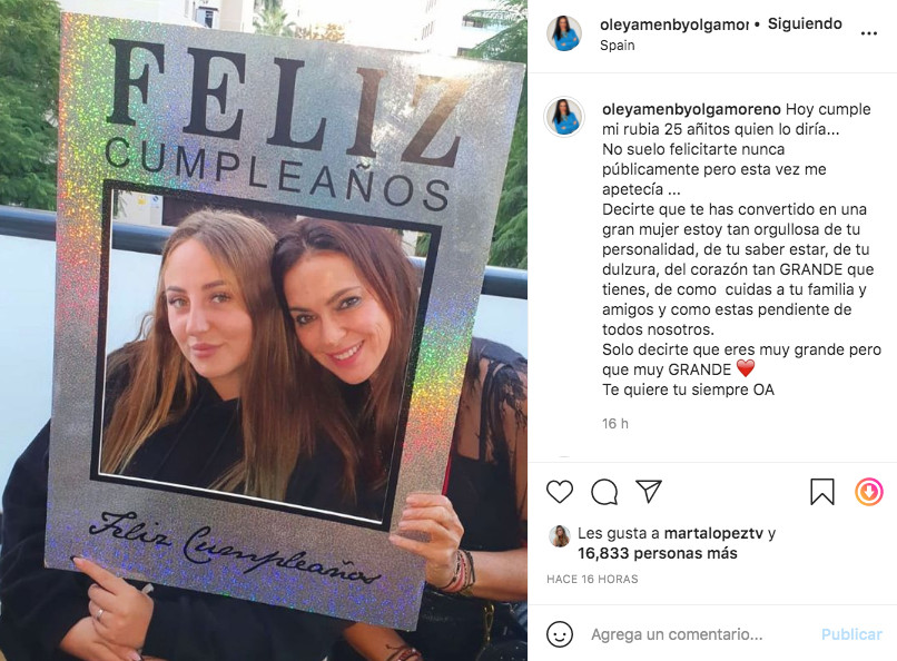 Publicación de Olga Moreno en Instagram / @oleyamenbyolgamoreno