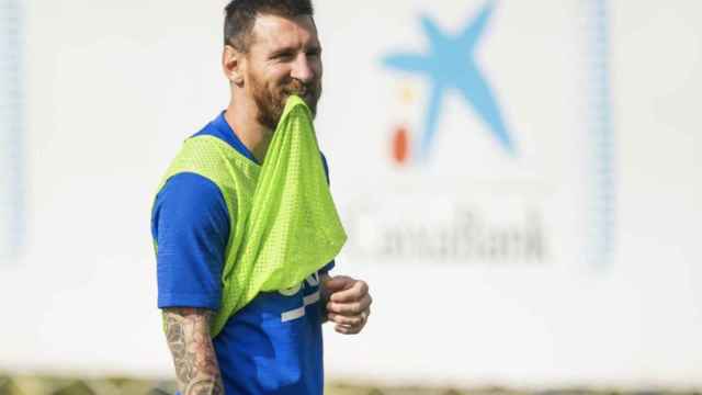 Una foto de Leo Messi durante un entrenamiento del Barça / FCB