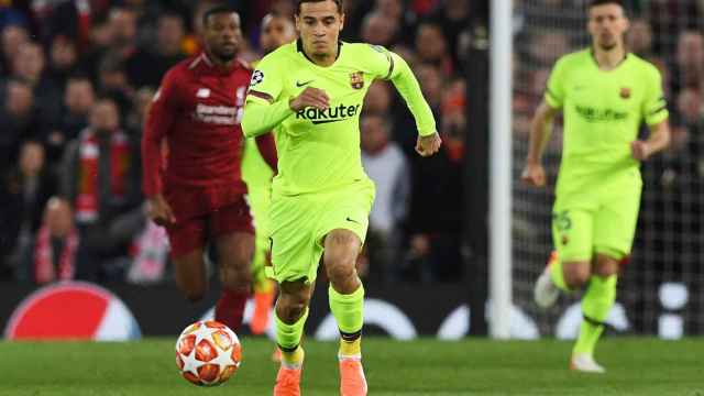 Philippe Coutinho durante el partido del FC Barcelona en Anfield / EFE