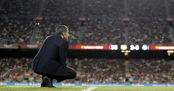 Una foto de Ernesto Valverde durante un partido en el Camp Nou / FCB