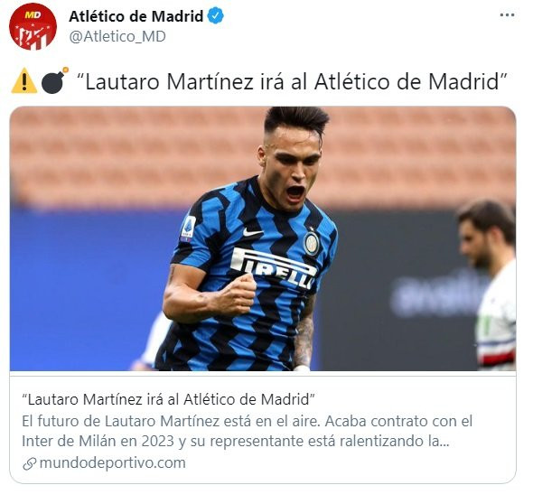 Lautaro estaría cerca del Atlético de Simeone /Twitter