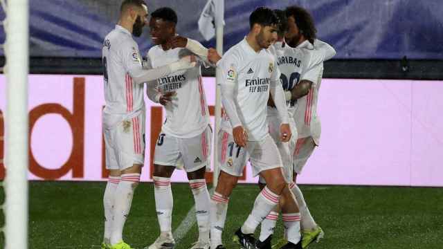 Los jugadores del Real Madrid, celebrando un gol contra el Getafe | EFE