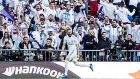 Benzema celebra su gol frente al Atlético de Madrid / EFE