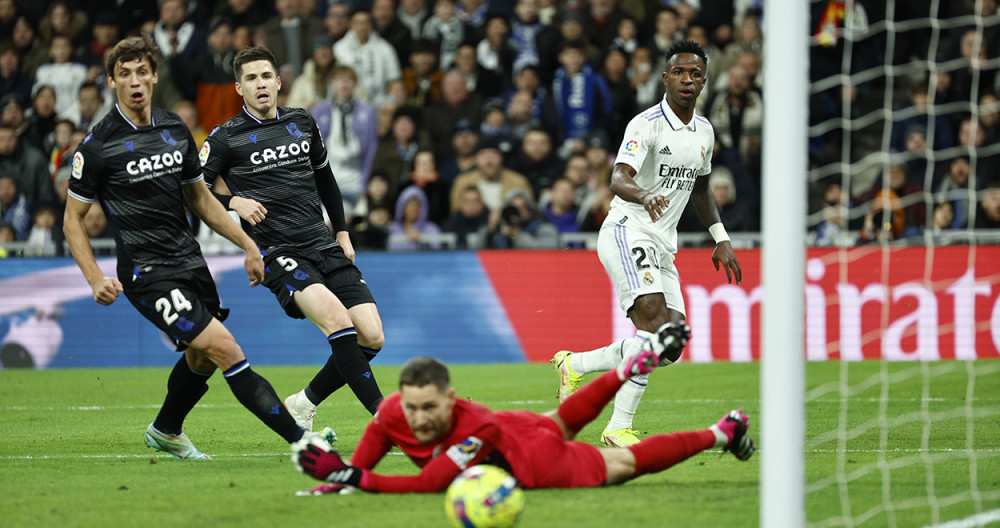 La ocasión de gol de Vinicius contra la Real Sociedad / EFE
