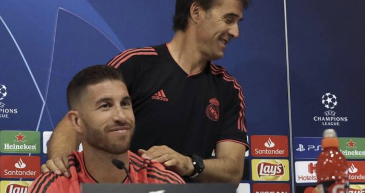 Una foto de Sergio Ramos y Julen Lopetegui en rueda de prensa / EFE