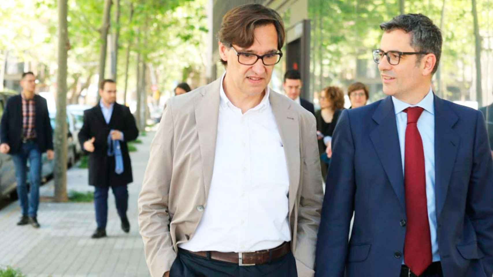 Felix Bolaños (d), ministro de Presidencia, con Salvador Illa, jefe de la oposición en Cataluña / EP