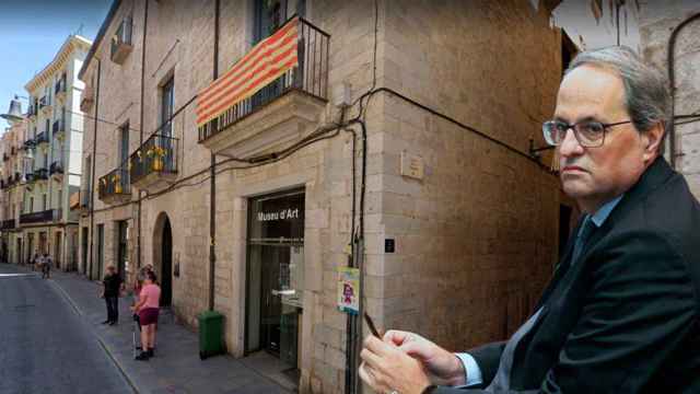 Fotomontaje de Quim Torra junto al edificio donde tenía su sede Amics del Museu d'Art de Girona / PABLO MIRANZO