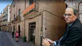 Fotomontaje de Quim Torra junto al edificio donde tenía su sede Amics del Museu d'Art de Girona / PABLO MIRANZO
