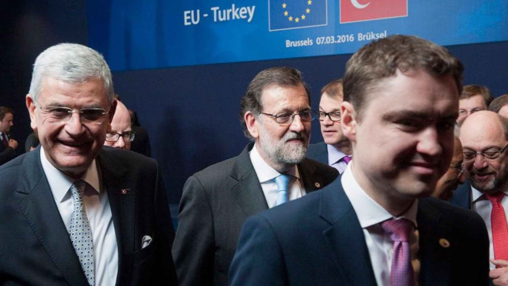 Mariano Rajoy durante su asistencia a la reunión del Consejo Europeo donde se alcanzó el preacuerdo con Turquía.