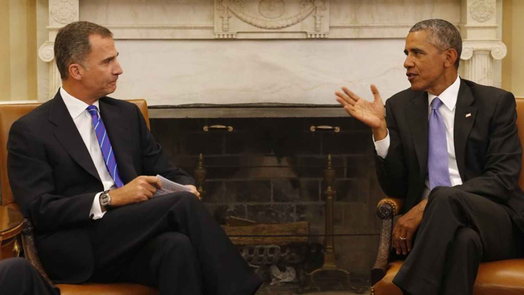 El Rey Felipe VI y el presidente de los EE.UU., Barack Obama, en la Casa Blanca.