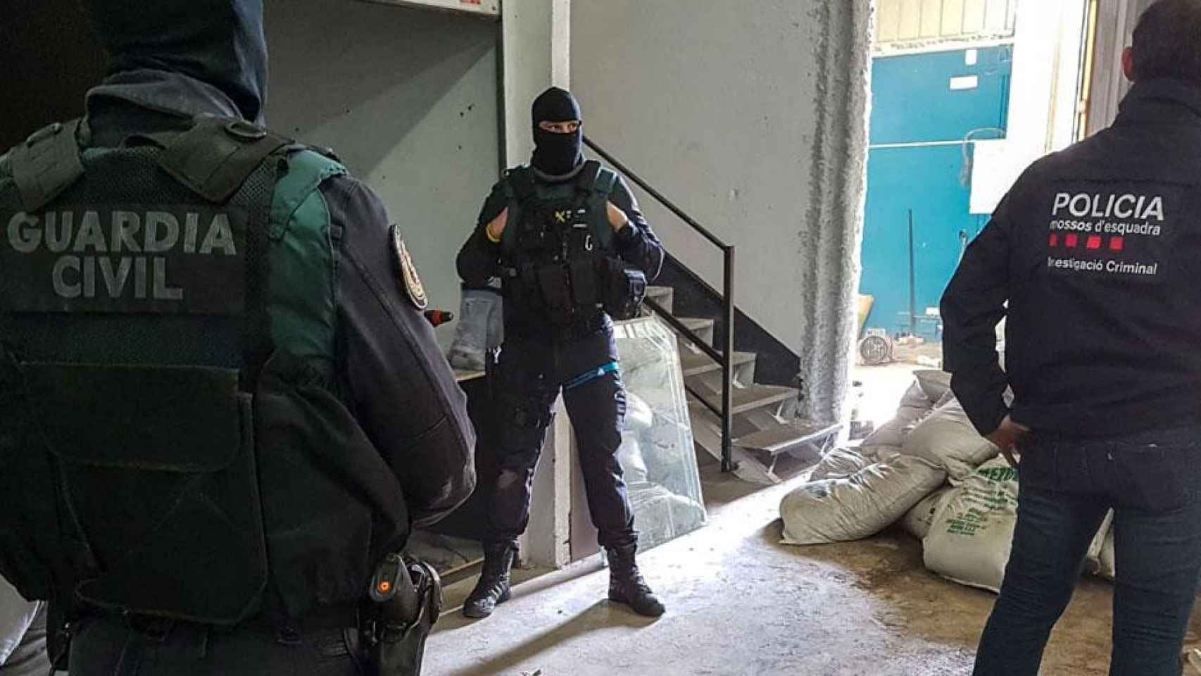 Agentes de la Guardia Civil y los Mossos d'Esquadra durante el operativo contra el narcotráfico / MOSSOS