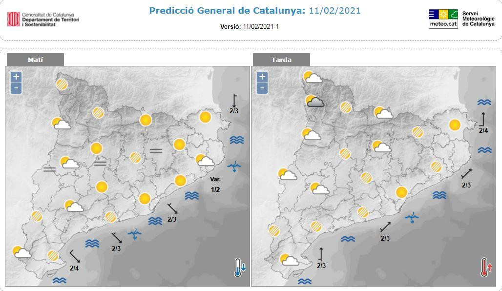 Predicción general en Cataluña para este 11 de febrero / METEOCAT