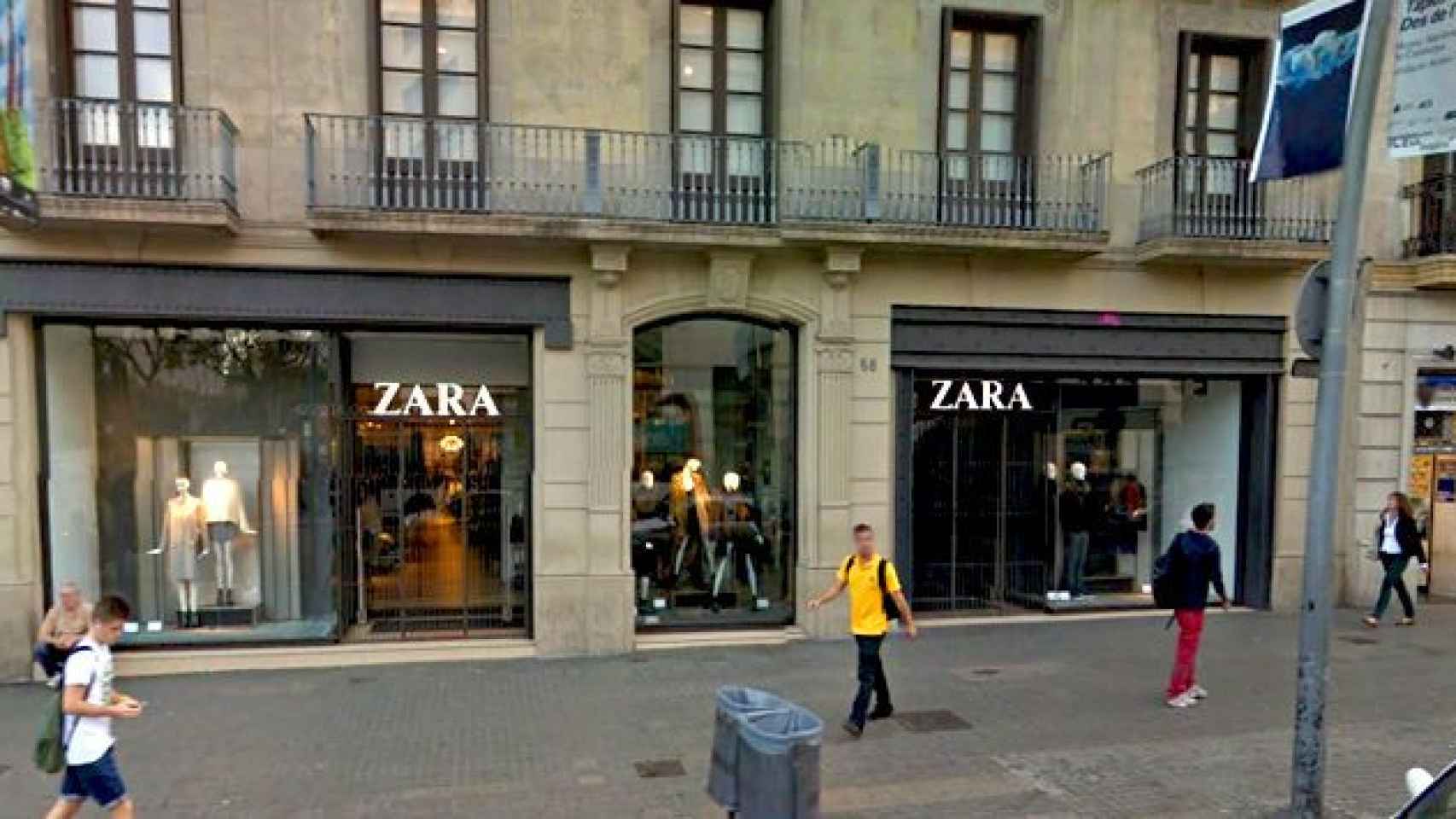 Una de las tiendas que vende Inditex, la de Zara de calle Pelayo de Barcelona, aunque continuará como arrendatario del local / CG