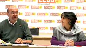 El secretario general de CCOO de Cataluña, Joan Carles Gallego, y la portavoz del sindicato, Dolors Llobet, en la última rueda de prensa del año / CG