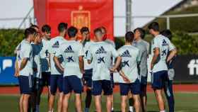 Los jugadores de la selección española, en un entrenamiento / EFE