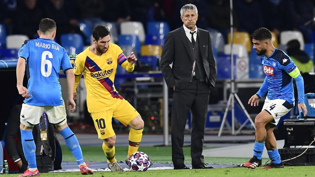Messi en el partido contra el Nápoles / EFE