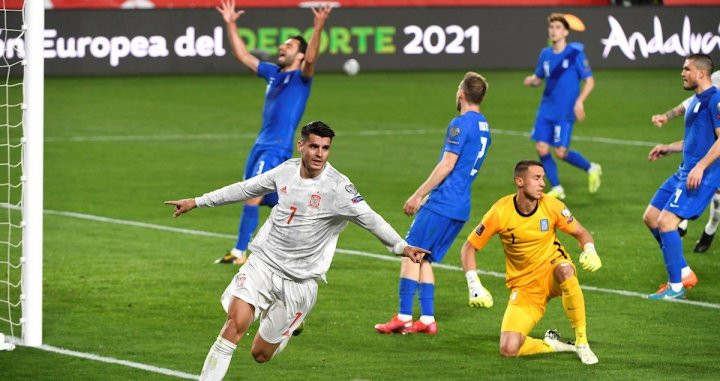 Morata, celebrando su gol ante Grecia | EFE