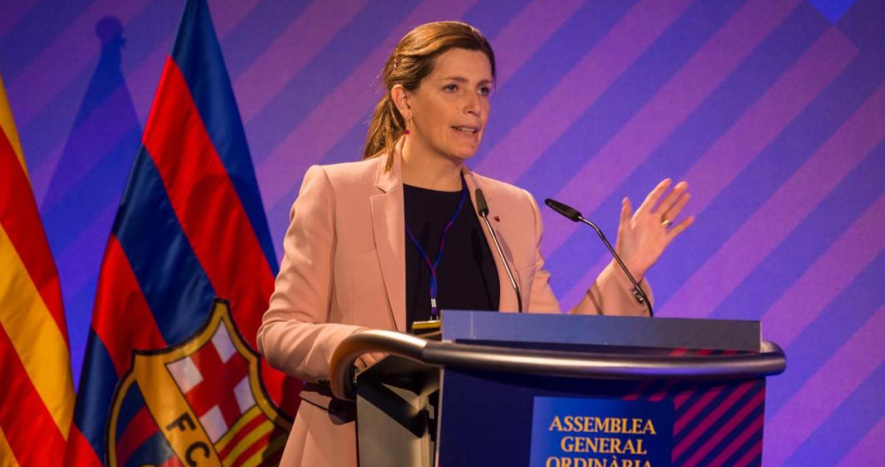 Susana Monje, durante una Asamblea General del Barça / FCB