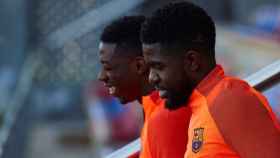 Umtiti y Dembelé, en un entrenamiento | FCB