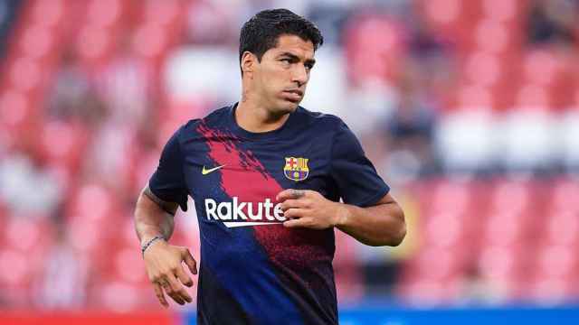 Luis Suárez, en un calentamiento con el Barça | EFE