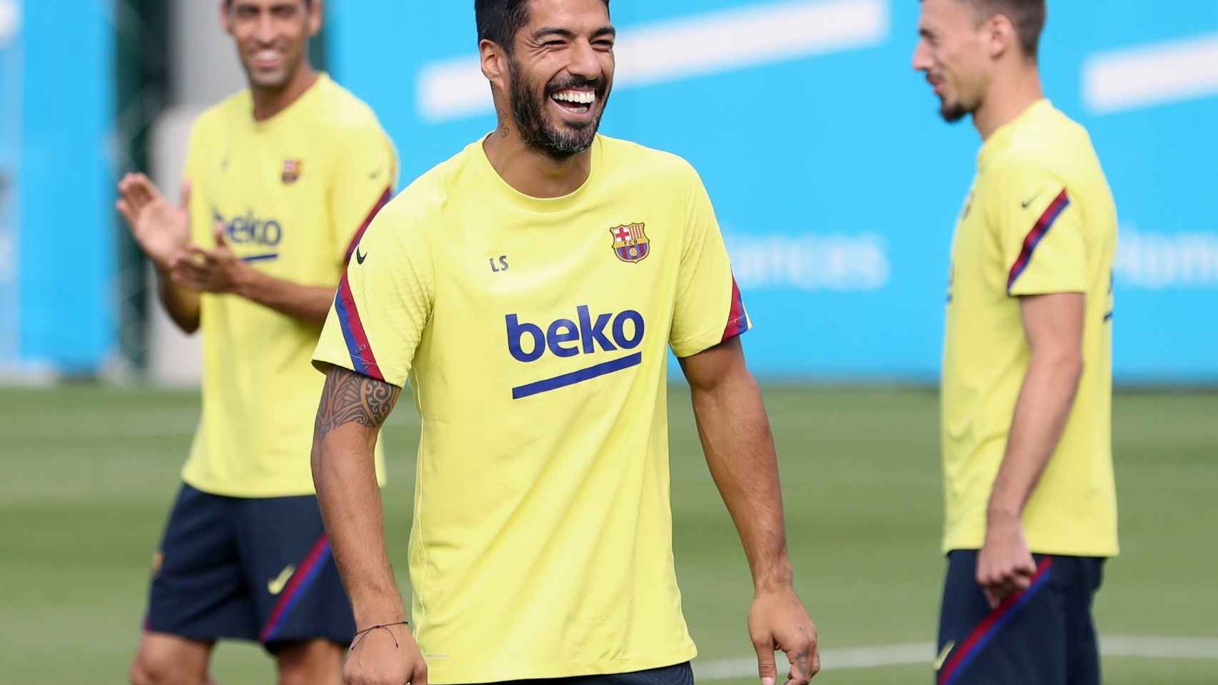 Luis Suárez en un entrenamiento del Barça / EFE