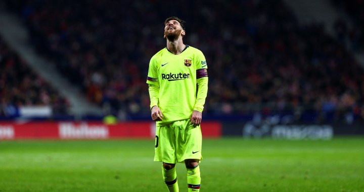 Una foto de Leo Messi en el Wanda Metropolitano / EFE