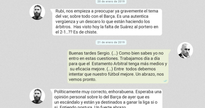 Sergio Ramos presiona a Rubiales