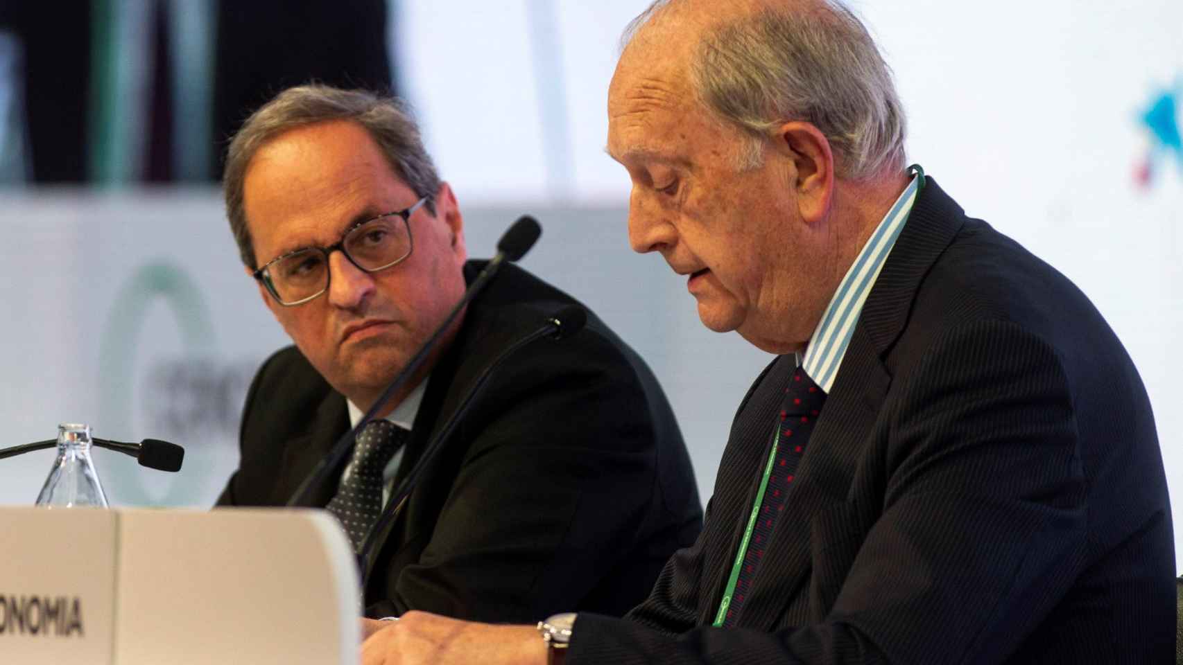 Quim Torra, junto al presidente del Cercle d'Economia, Juan José Brugera / EFE
