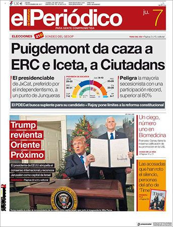 Portada de 'El Periódico de Catalunya' del 7 de diciembre de 2017