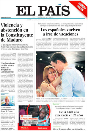 Portada de 'El País' del 31 de julio / CG