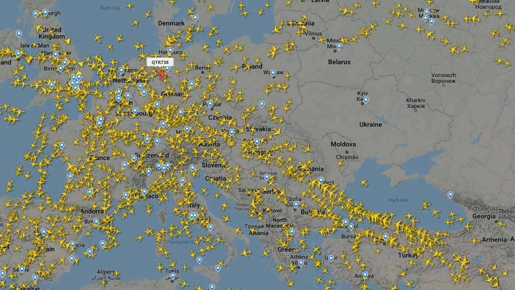 Espacio aéreo de Ucrania / FLIGHT RADAR