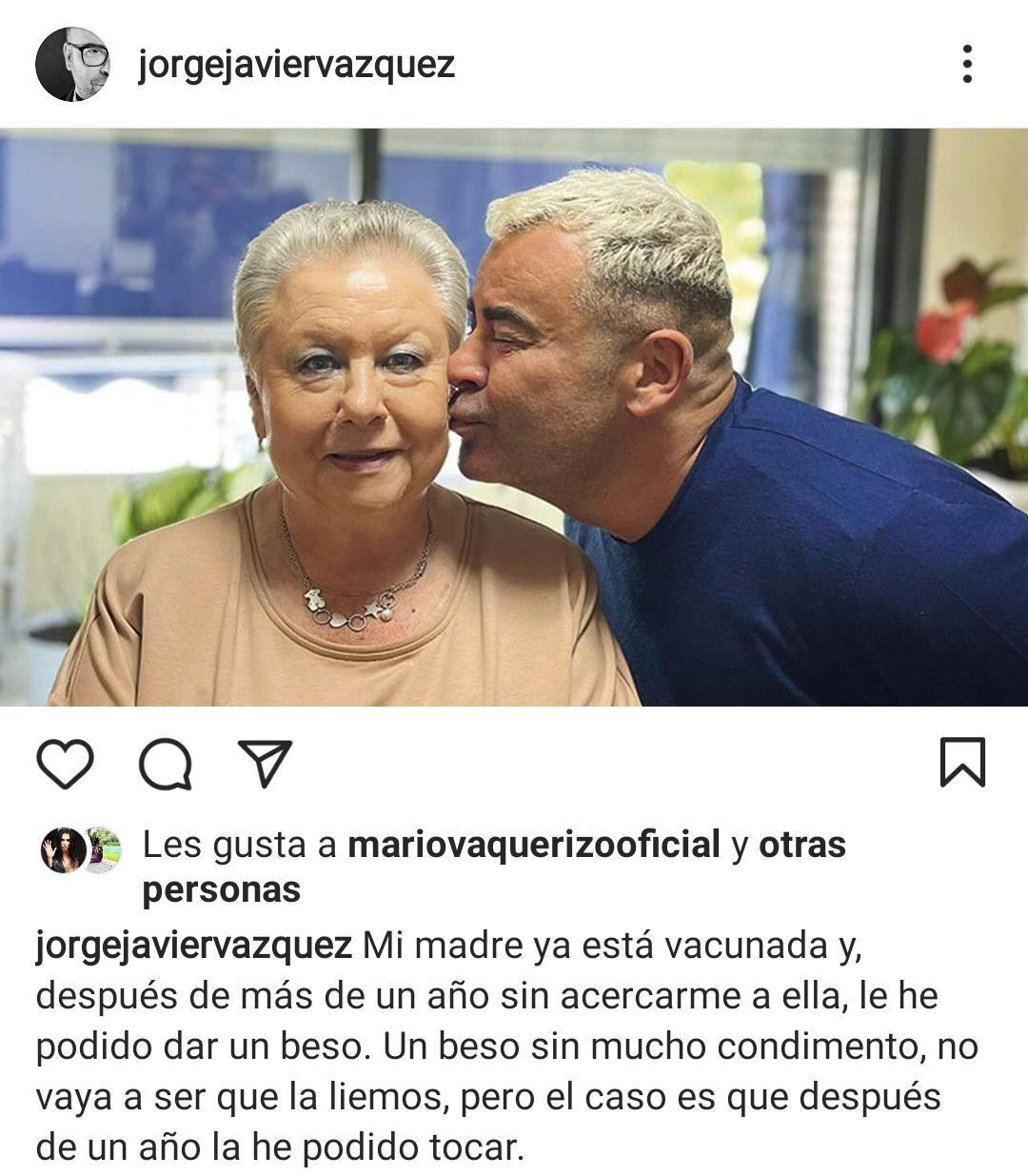Jorge Javier Vázquez y su madre / INSTAGRAM