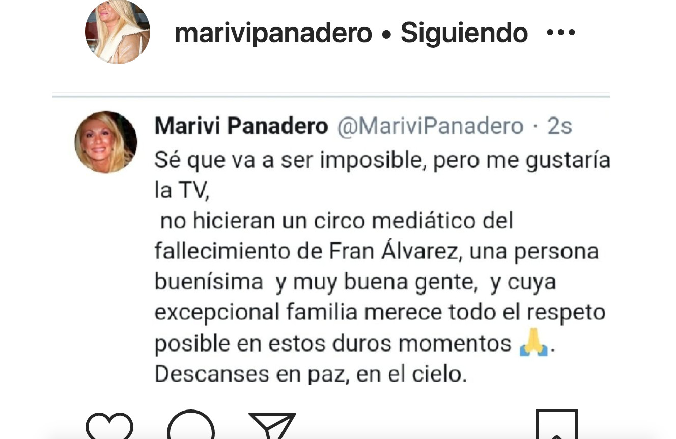 Mariví Panadero habla de la muerte del ex de Belén Esteban, Fran Álvarez / INSTAGRAM