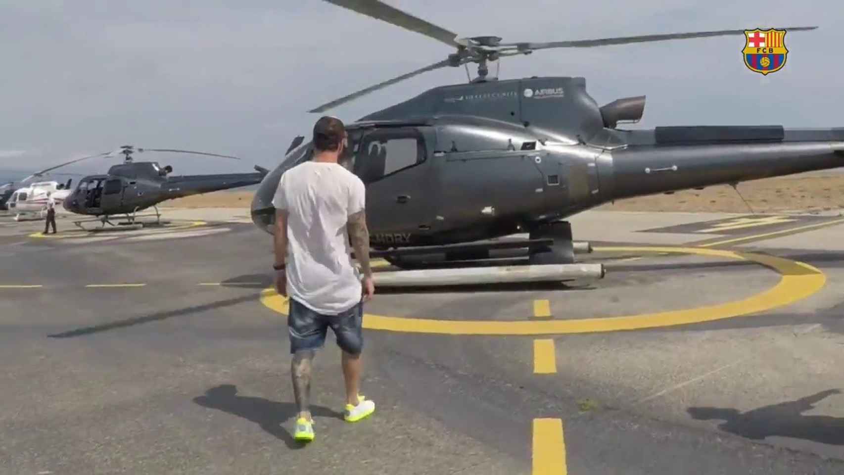 Leo Messi en helicóptero