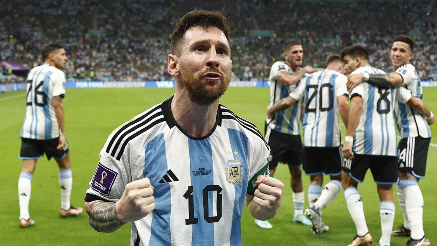 La emoción de Messi al anotar un gol contra México en la Copa del Mundo / EFE