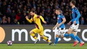 Messi en el partido de Champions contra el Nápoles / EFE