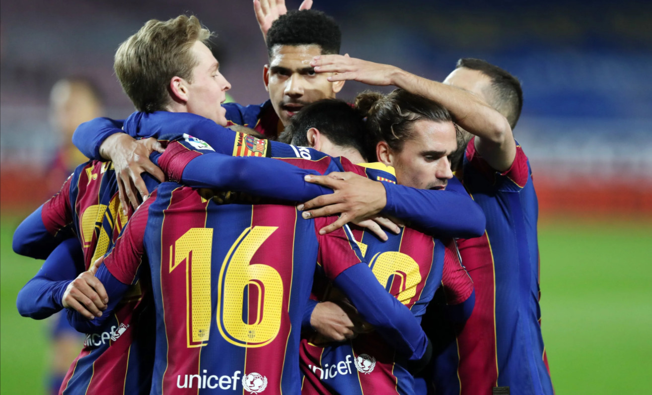 Los jugadores del Barça celebrando el gol contra el Levante / FC Barcelona