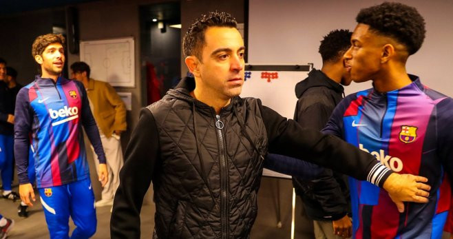 Xavi Hernández, en el vestuario del Barça / FCB