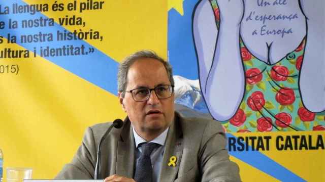 El presidente de la Generalitat, Quim Torra, durante su intervención en la Universitat Catalana d'Estiu / EUROPA PRESS