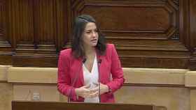 Inés Arrimadas, líder de Ciudadanos (Cs) en Cataluña, durante su intervención en el Parlament