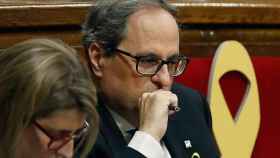 El presidente de la Generalitat, Quim Torra, en su escaño parlamentario / CG