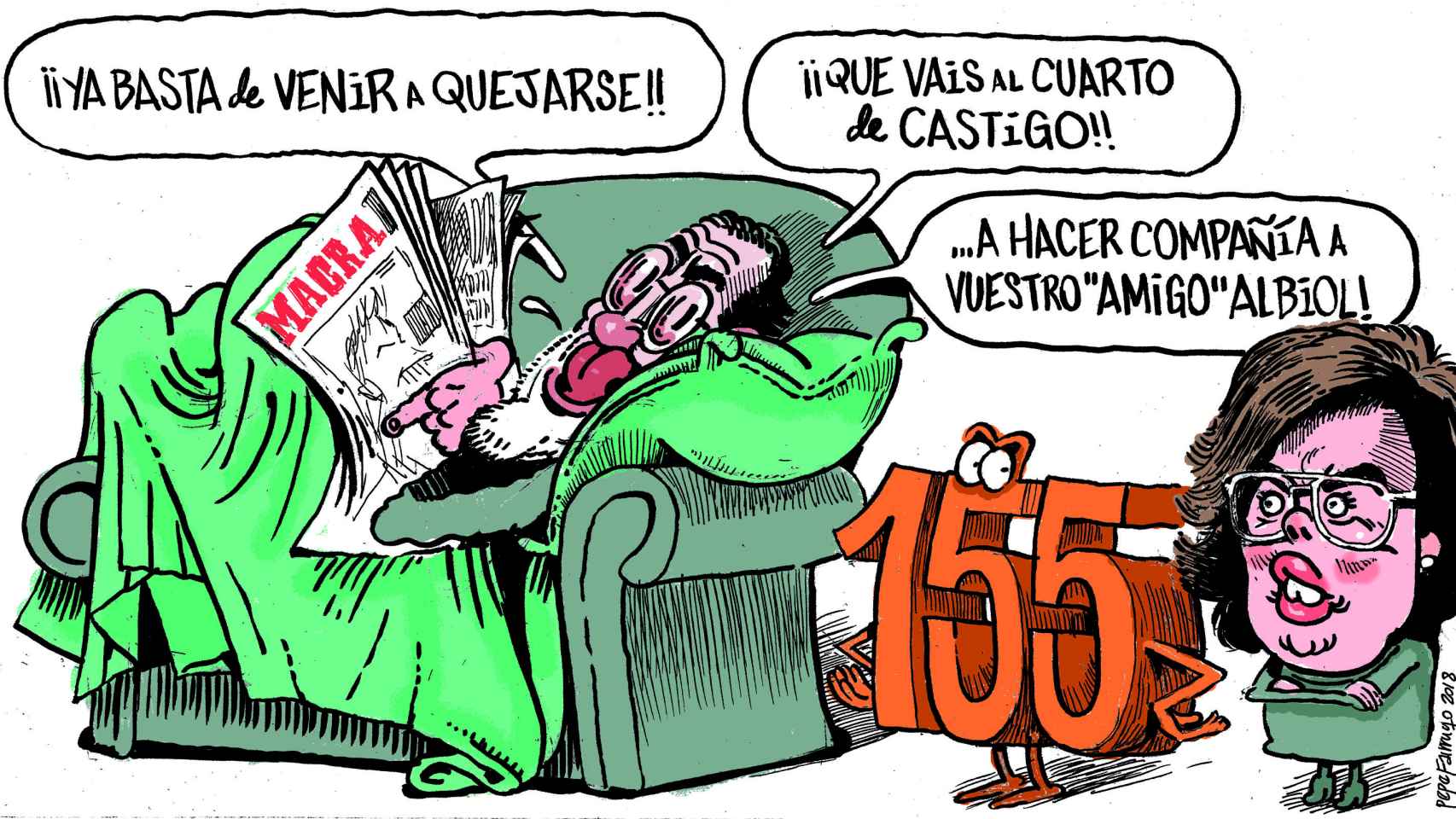 Viñeta cómica sobre Rajoy, que espera que los problemas de Cataluña se resuelvan solos / PEPE FARRUQO
