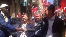 El candidato a la secretaría general del PSOE, Pedro Sánchez, en la manifestación del 1 de Mayo en Lleida / CG