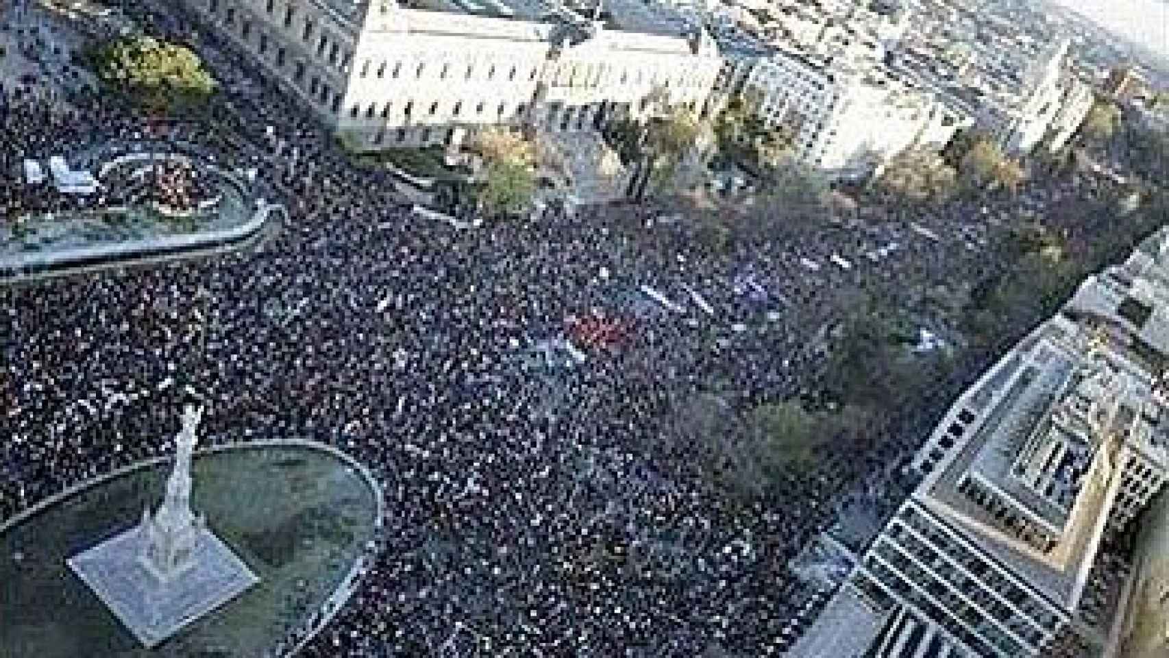 Aspecto del centro de Madrid durante la manifestación de este sábado