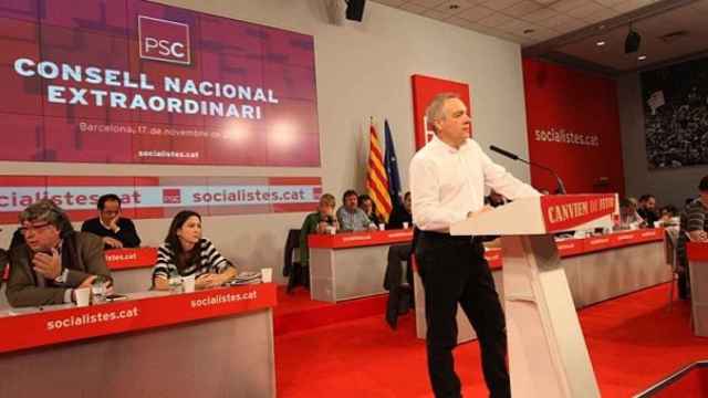 El primer secretario del PSC, momentos antes de empezar su discurso ante el Consell Nacional extraordinario del PSC