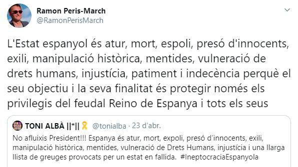 Ramon Peris, Petri, abraza el España nos mata