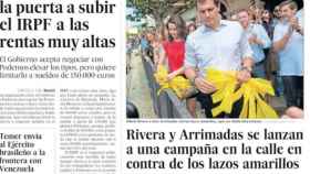 Una foto de la portada de 'El País' del jueves 30 de agosto con los lazos (antilazi)
