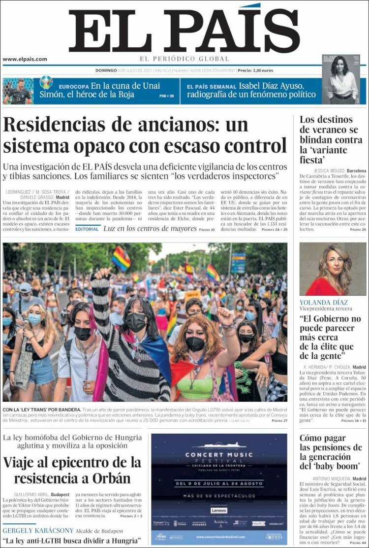 Portada de 'El País' del 4 de julio de 2021 / KIOSKO.NET