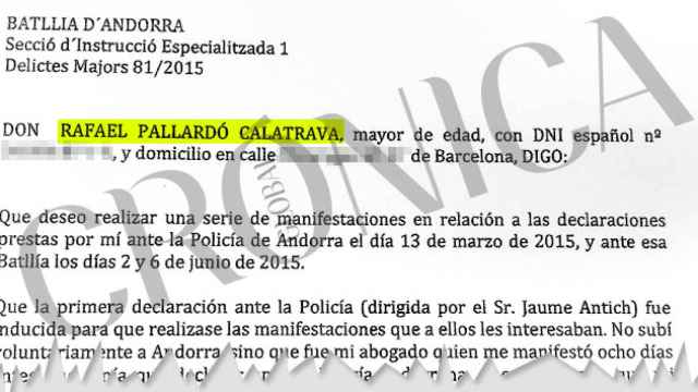 Escrito entregado por Rafael Pallardo en los juzgados de Andorra el pasado 15 de marzo / CG