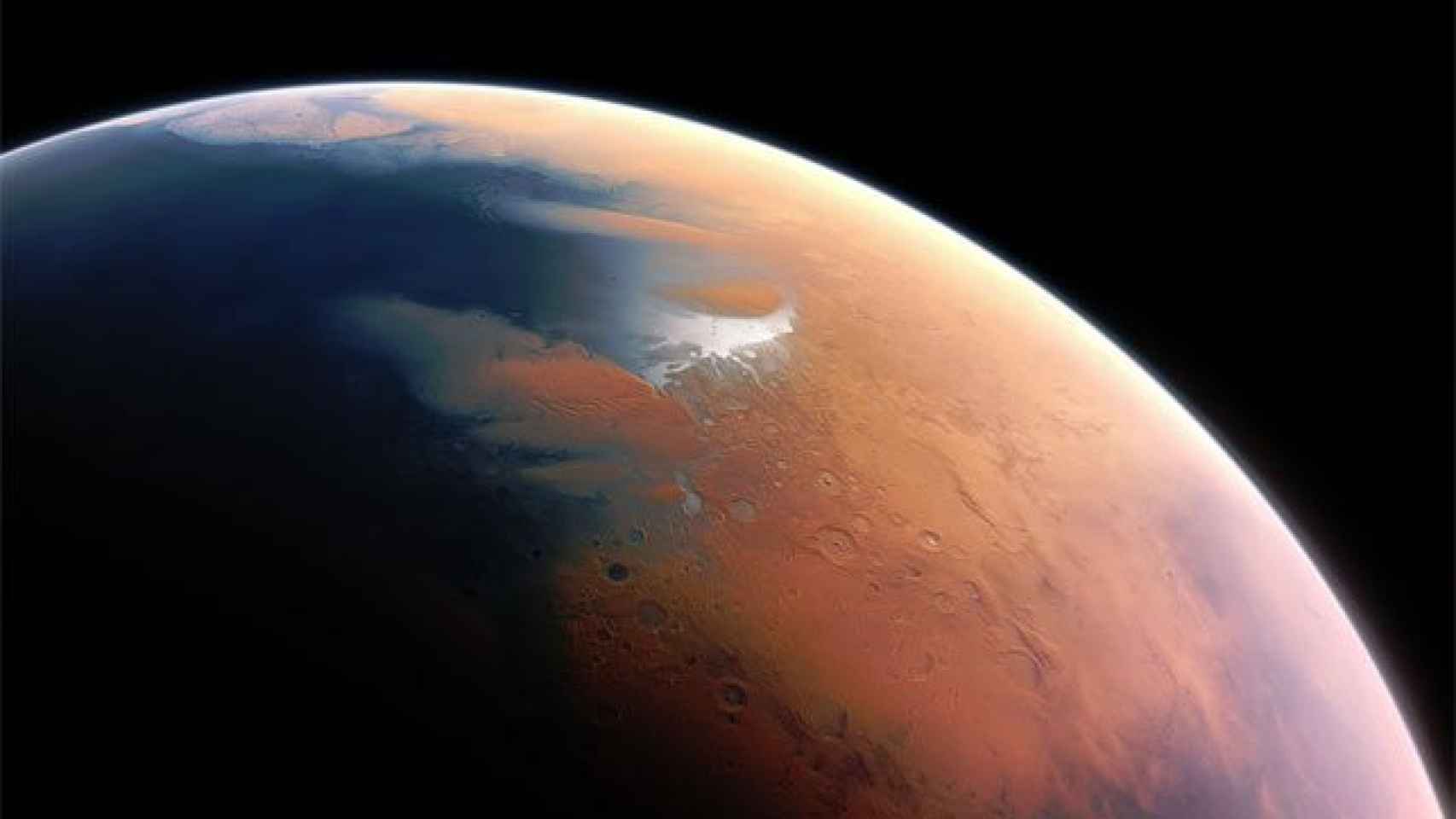 Recreación artística de Marte con oceanos